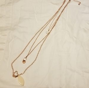 Three Strand Fashion Jewelry Necklace Rose Metal